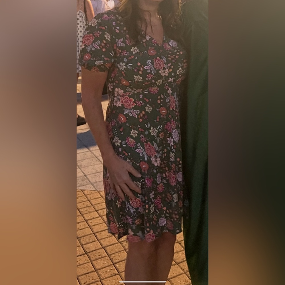 LOFT Green Floral Mini Dress